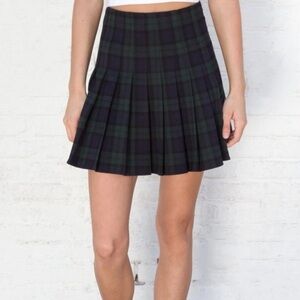 Brandy Melville blue green tartan Plaid Pleated Mini Skirt size small